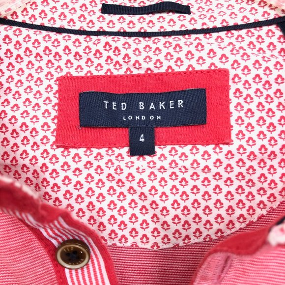 Ted Baker Button Collar Red and White Polo Shirt - Picture 5 of 6